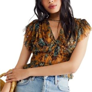 Free People mesh cropped blouse